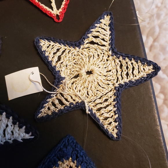 Hand Crafted Set of 5 Crochet Star Ornaments - Picture 4 of 7
